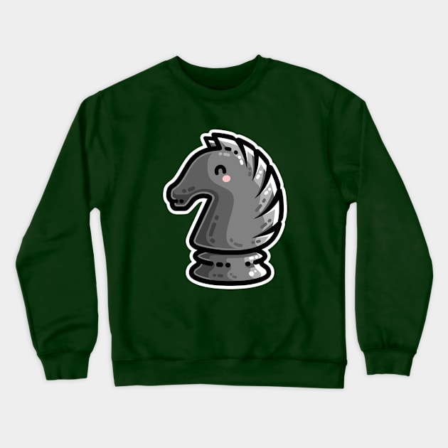 Cute Black Knight Chess Piece Crewneck Sweatshirt by freeves